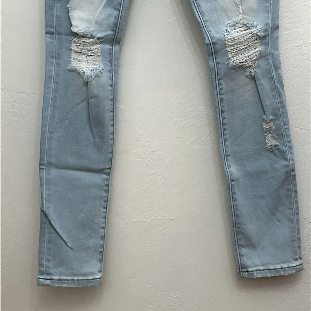 Distressed Super Light Wash Skinny Zenana Denim Pants